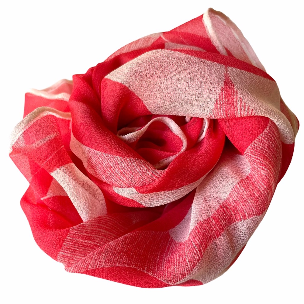 USIA silk square scarf with red Polk dot pattern